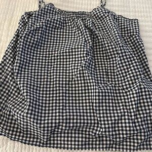 Lands End Size 1X 100% Cotton Pajama Top NWOT black/white gingham coquette